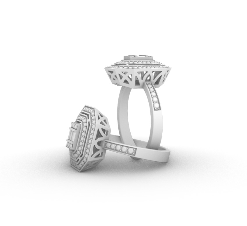 Baguette Diamond Ring 3d model printable 3D print model 3D print model_5
