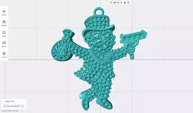 Diamond Men Monopoly Man Charm Pendant 3D print model