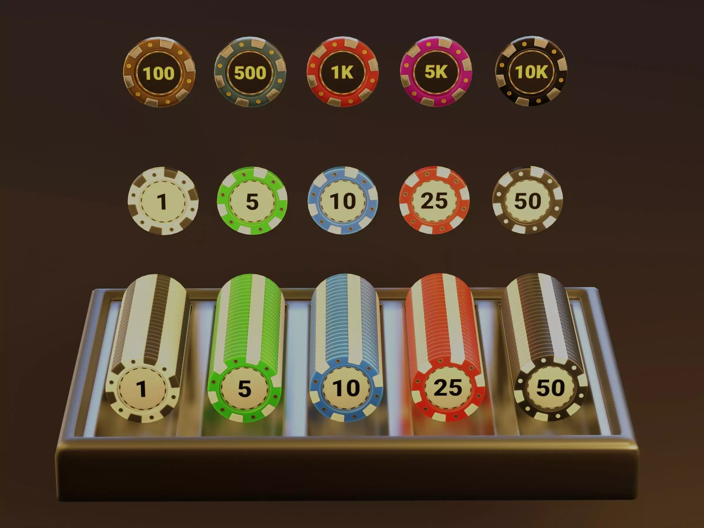 Casino Chips Tray - For Virtual Casino Games HD Close Camera 3D model