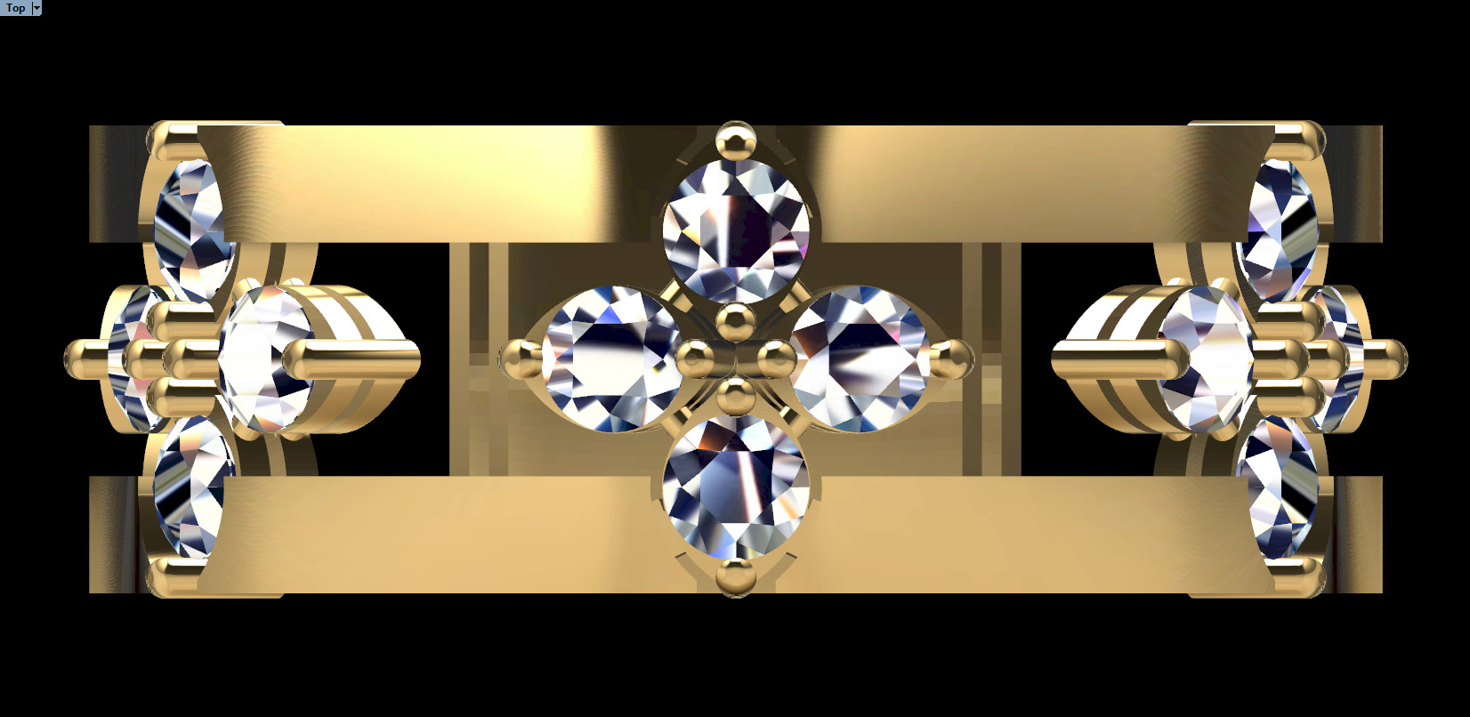 Coin Flower Ring With Gems 3D print model_2