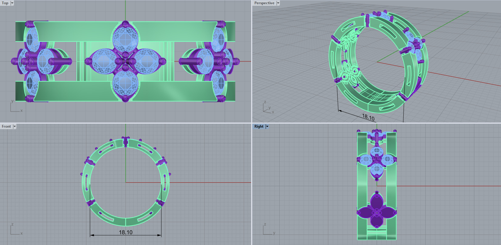 Coin Flower Ring With Gems 3D print model_10