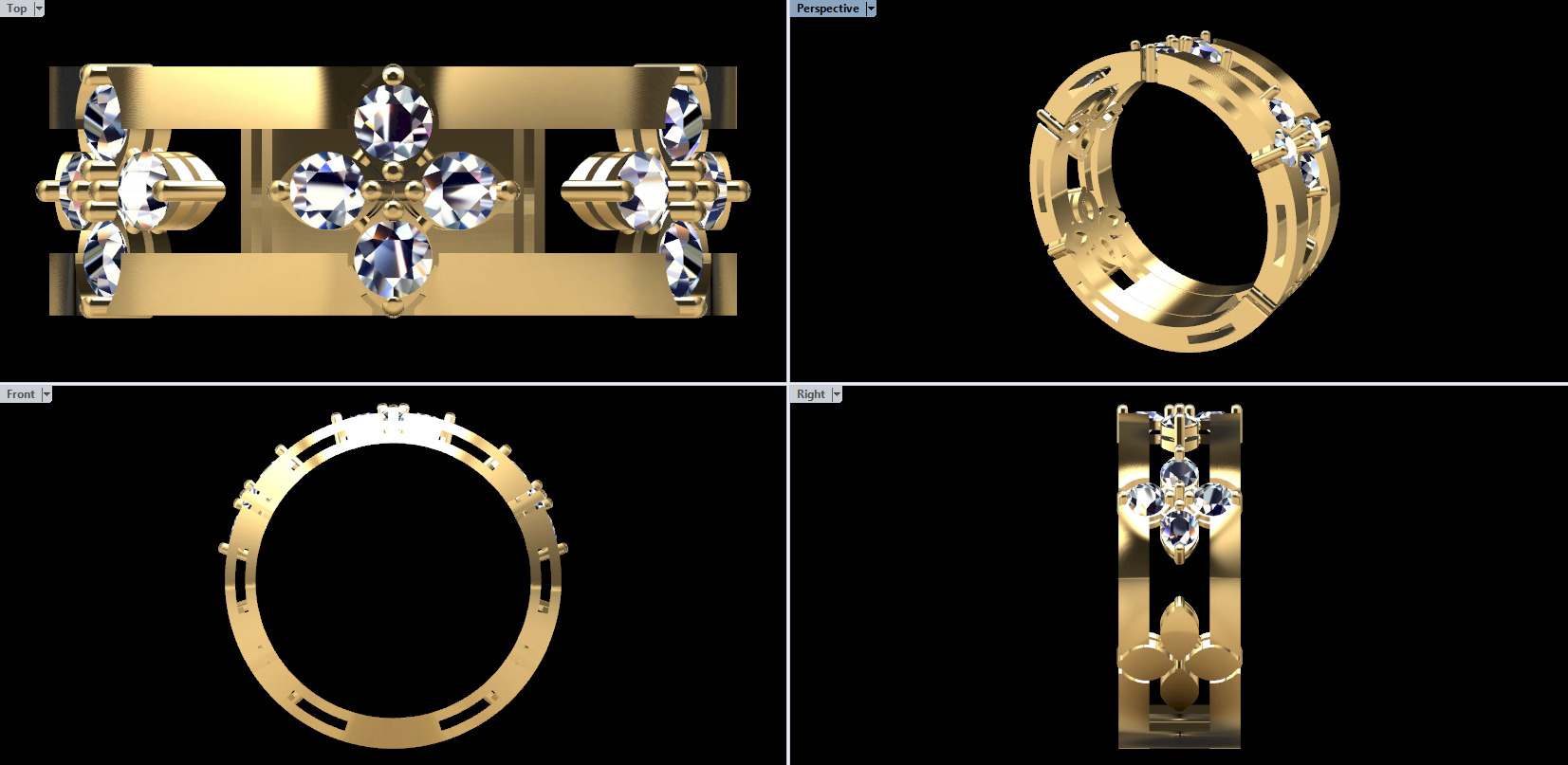 Coin Flower Ring With Gems 3D print model_5