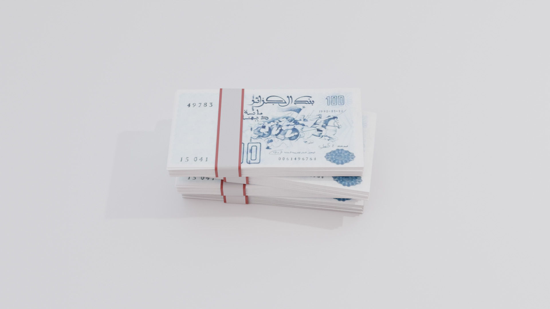 100 Algeria Algerian Dinar Currency Low-poly 3D model_3