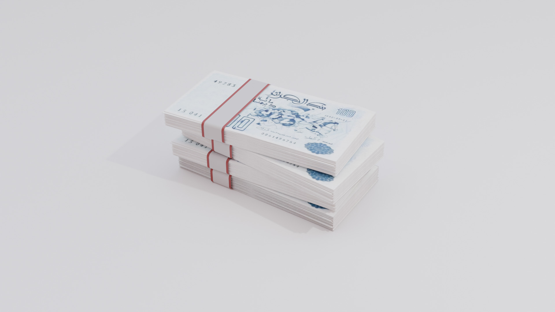 100 Algeria Algerian Dinar Currency Low-poly 3D model_1