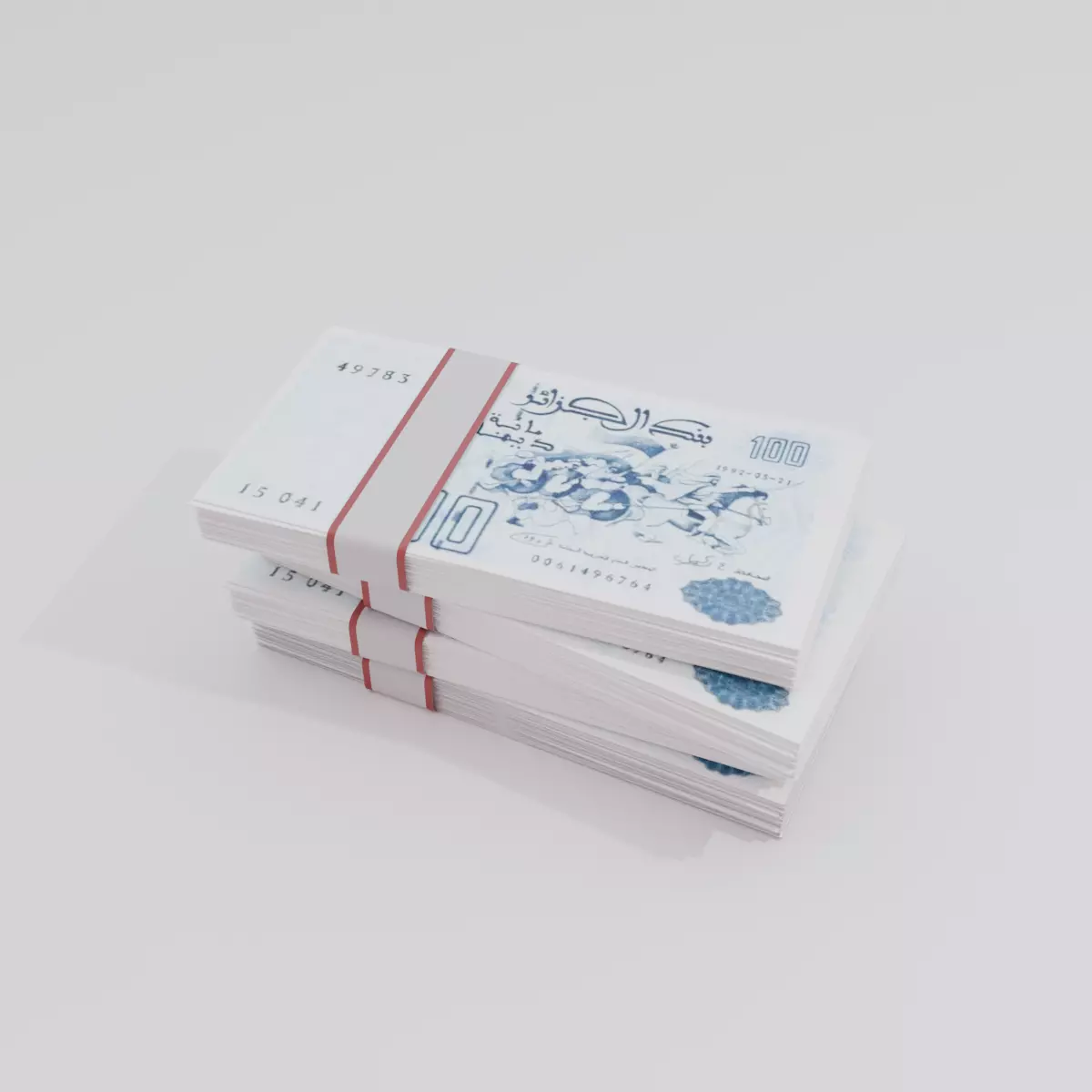 100 Algeria Algerian Dinar Currency Low-poly 3D model_0
