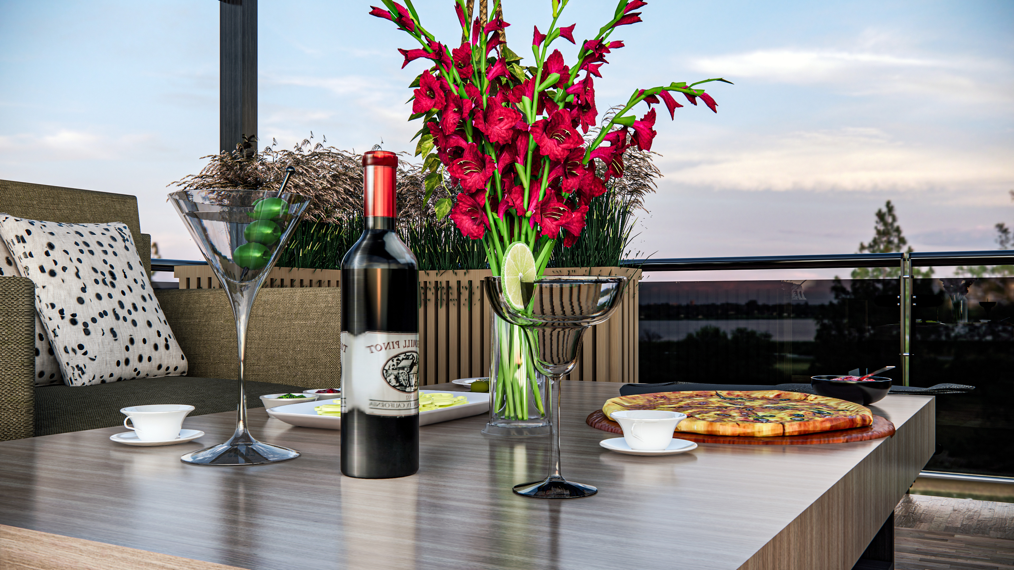 Rooftop Pergola Lounge 3D model_9