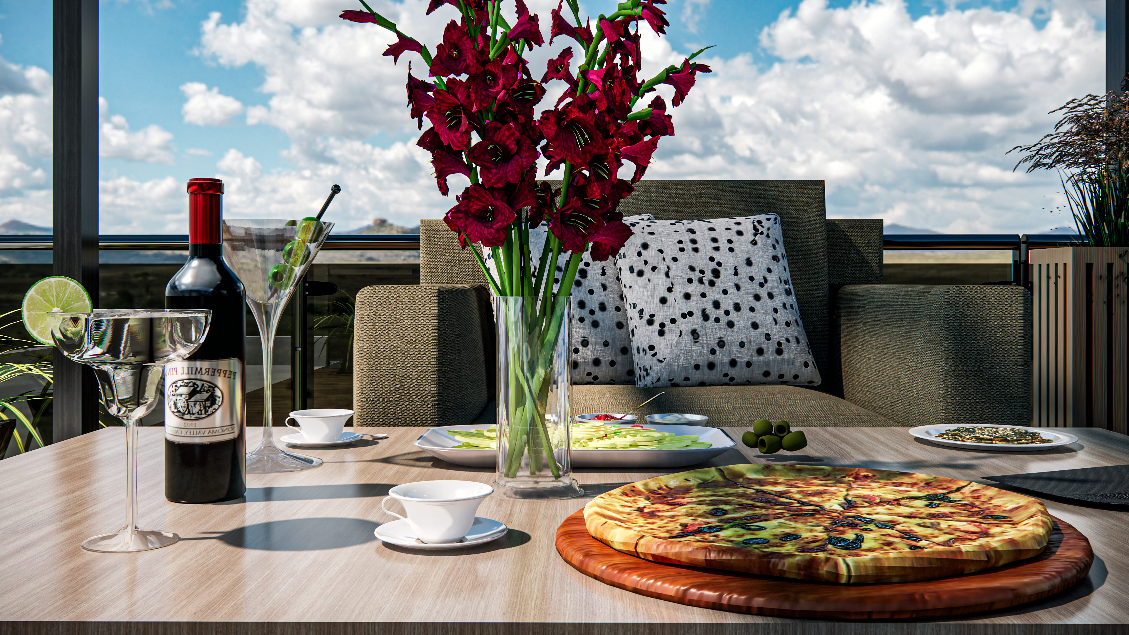 Rooftop Pergola Lounge 3D model_5