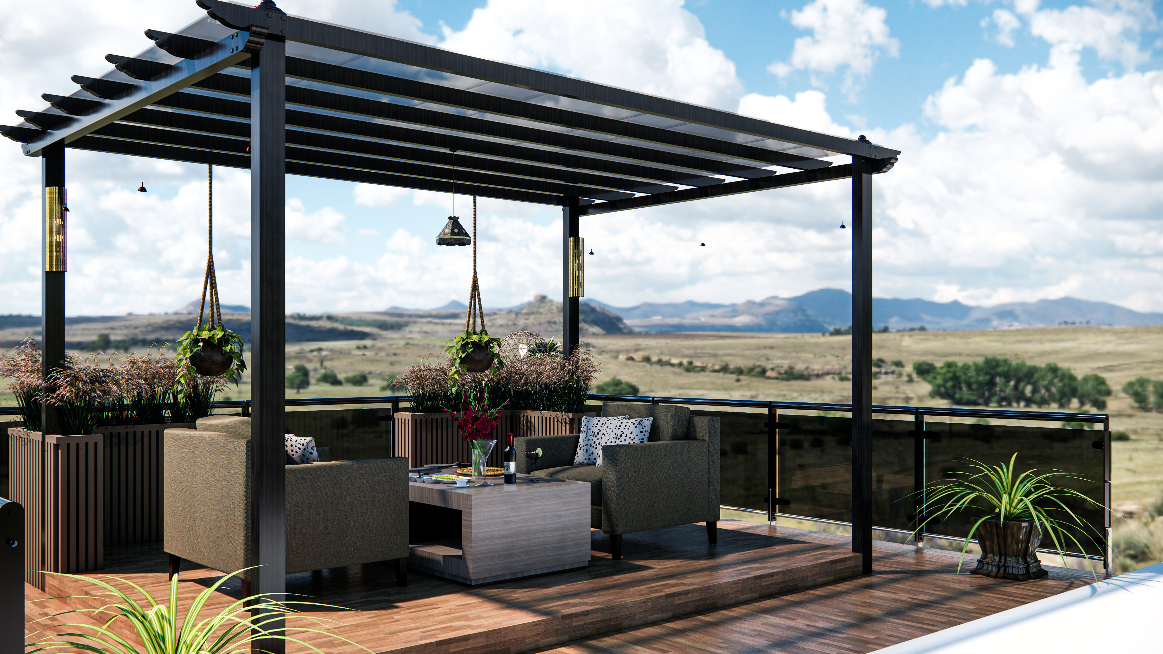 Rooftop Pergola Lounge 3D model_13
