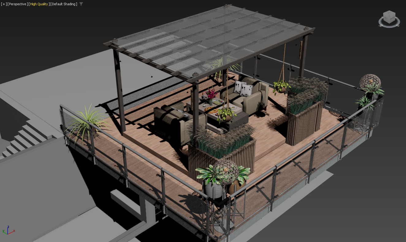 Rooftop Pergola Lounge 3D model_18