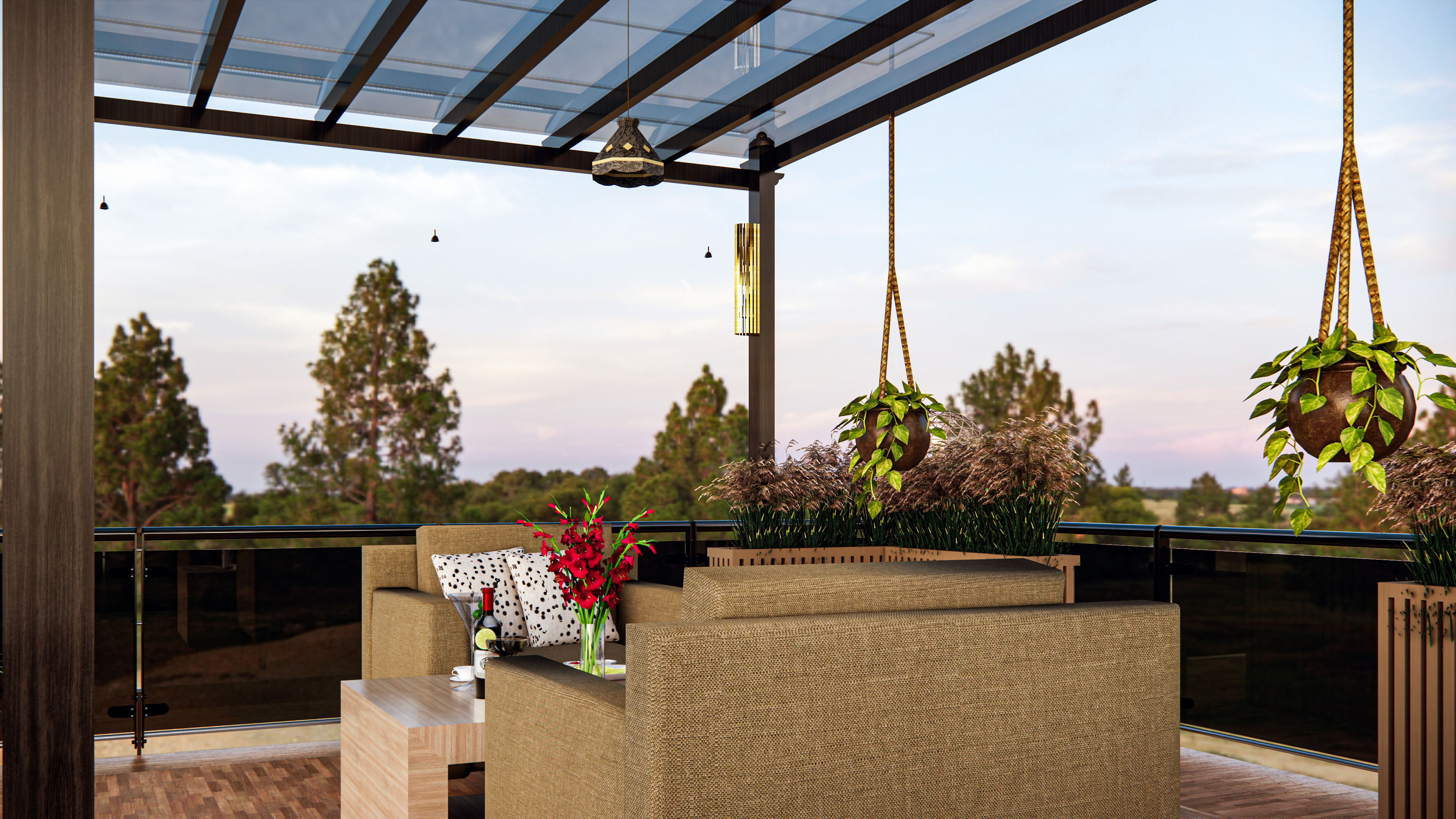 Rooftop Pergola Lounge 3D model_11