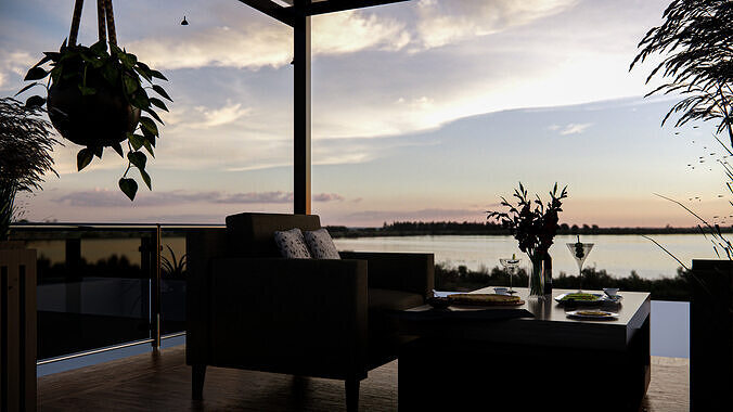 Rooftop Pergola Lounge 3D model 2