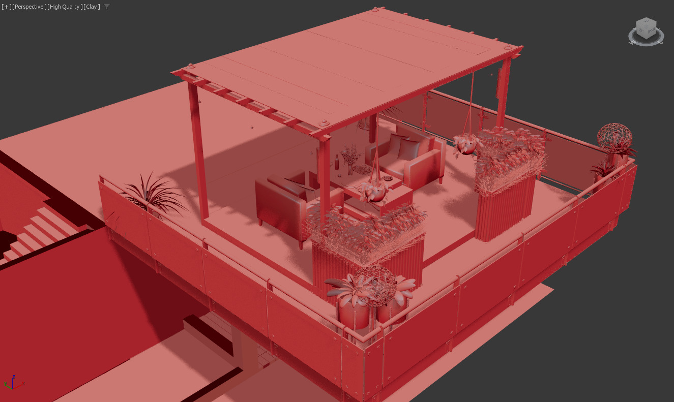 Rooftop Pergola Lounge 3D model_17