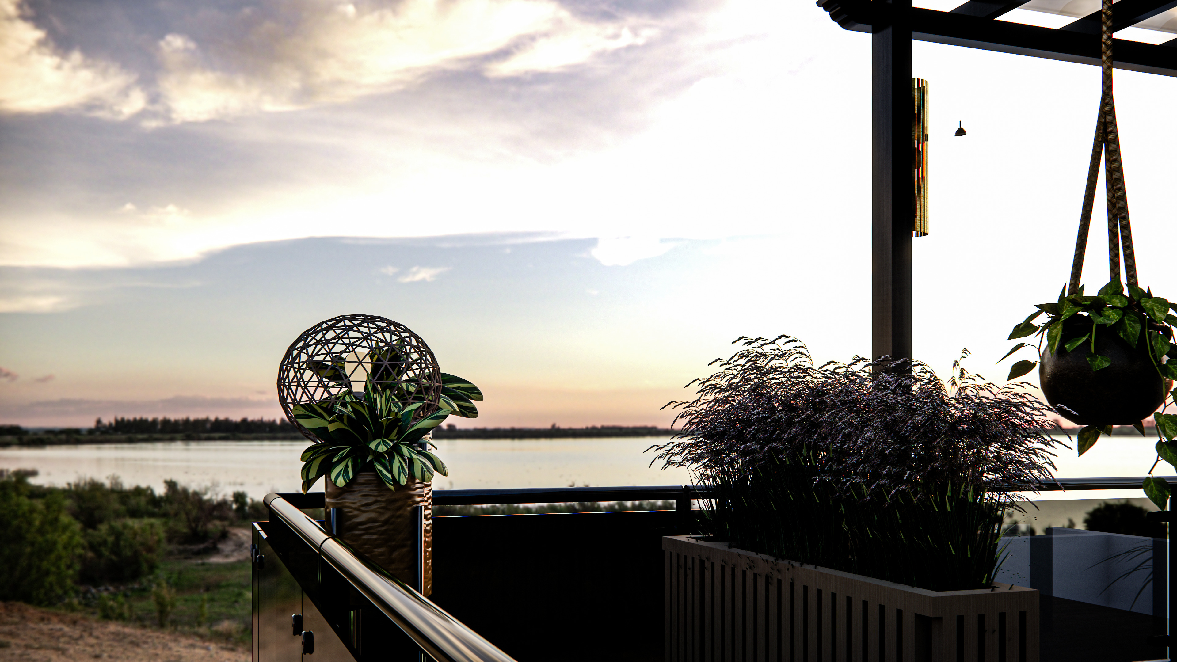 Rooftop Pergola Lounge 3D model_2