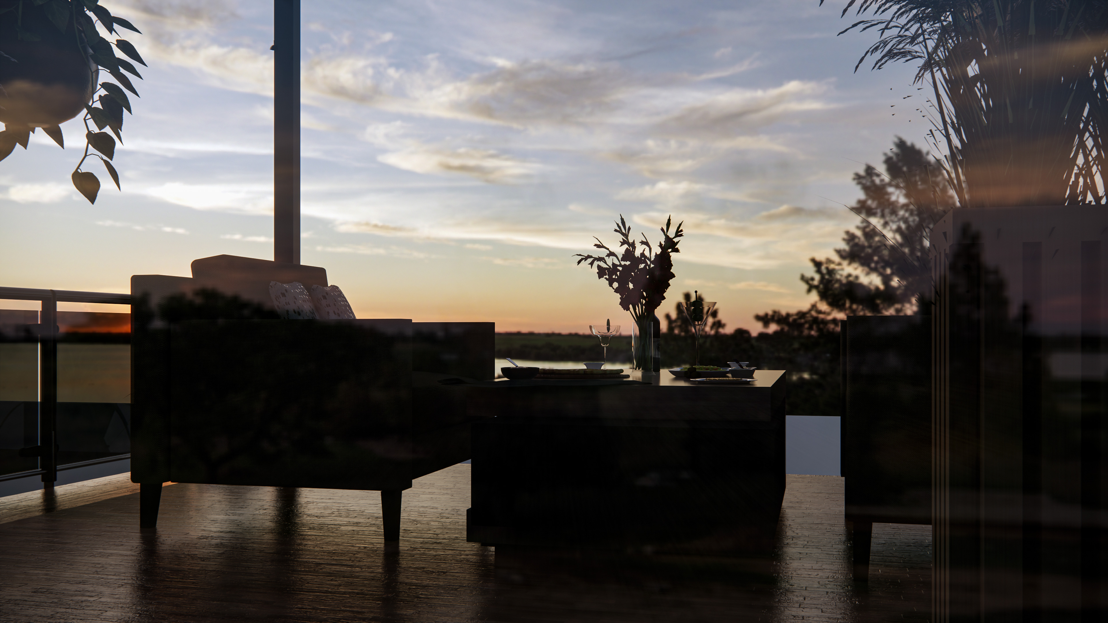 Rooftop Pergola Lounge 3D model_14