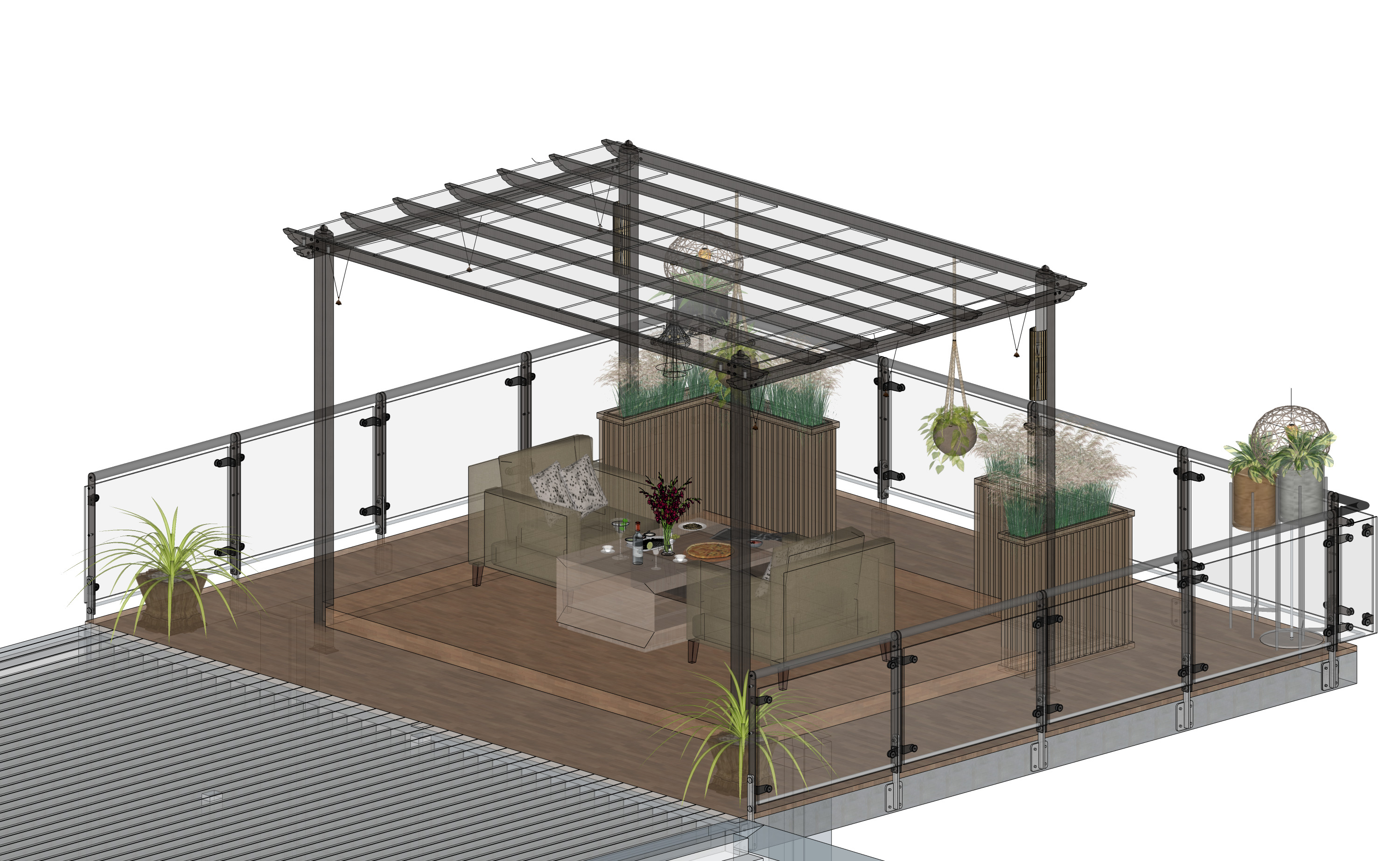 Rooftop Pergola Lounge 3D model_16