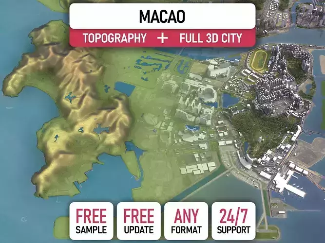 Macao - Topography Terrain 3D City 3D Model Collection