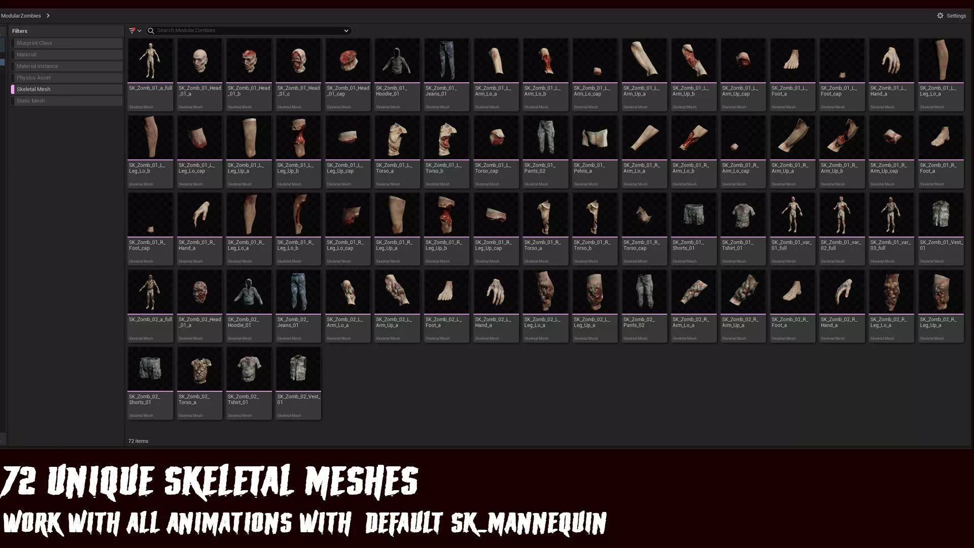 Modular Zombie Dismemberment Pack Low-poly 3D model_12