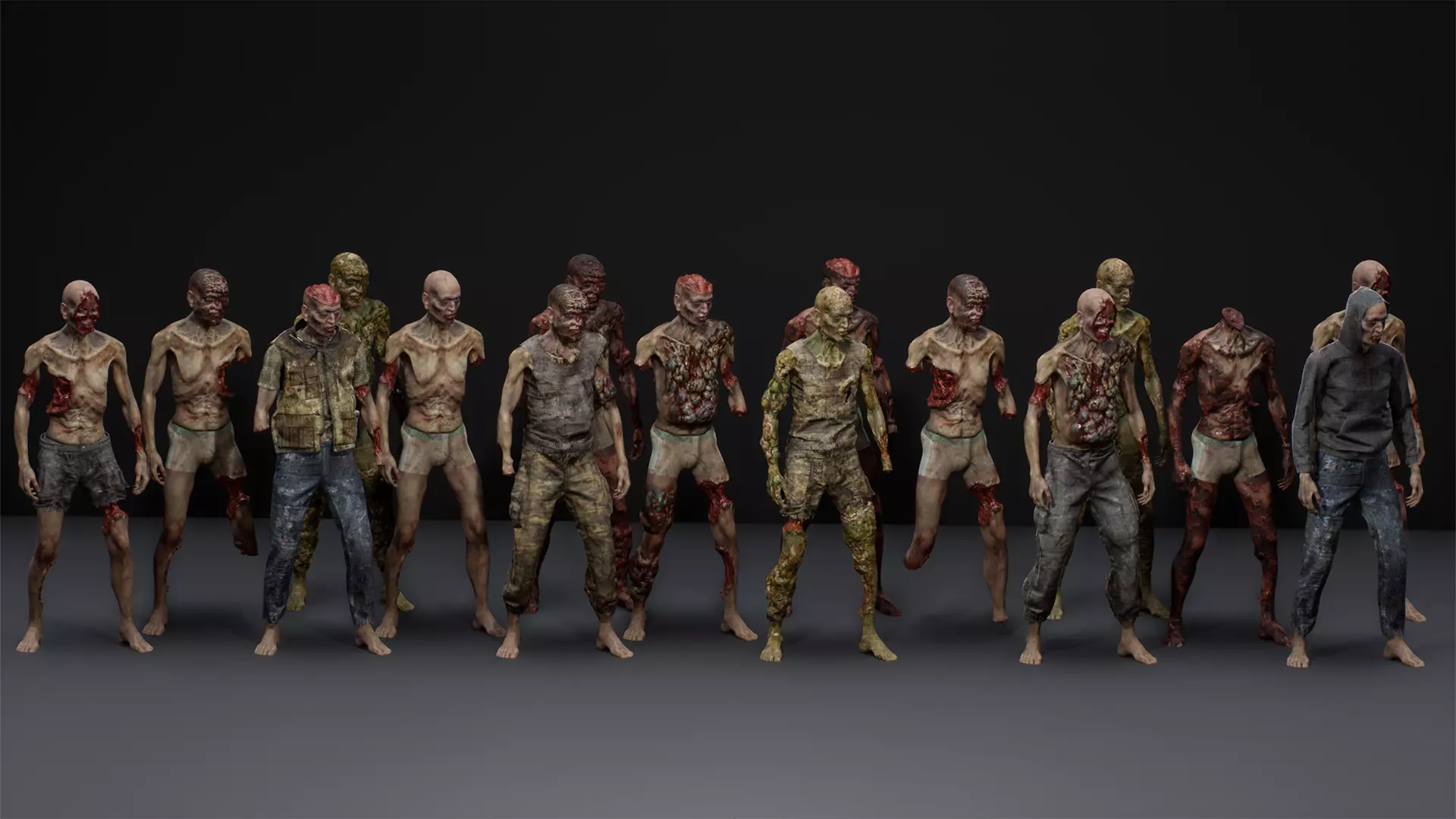 Modular Zombie Dismemberment Pack Low-poly 3D model_4