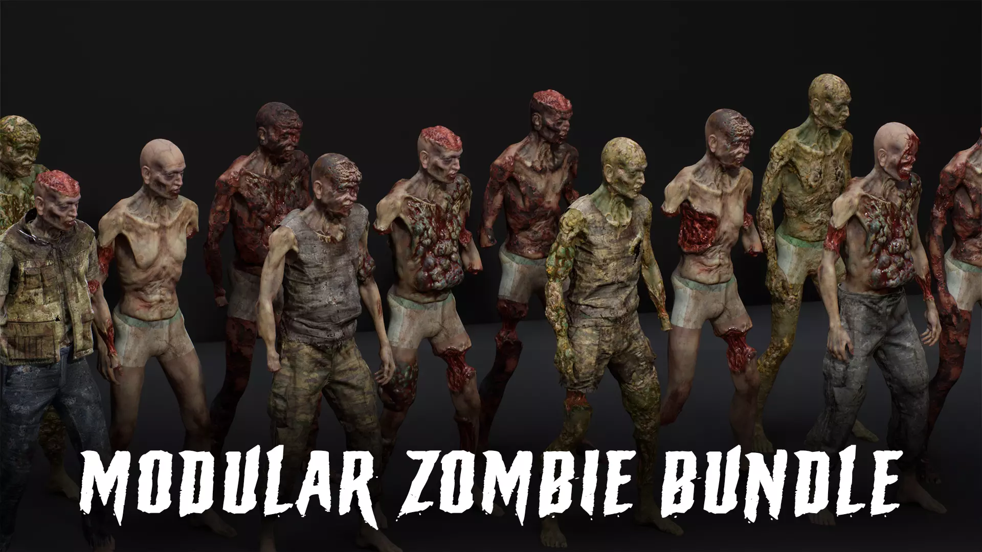 Modular Zombie Dismemberment Pack Low-poly 3D model_11