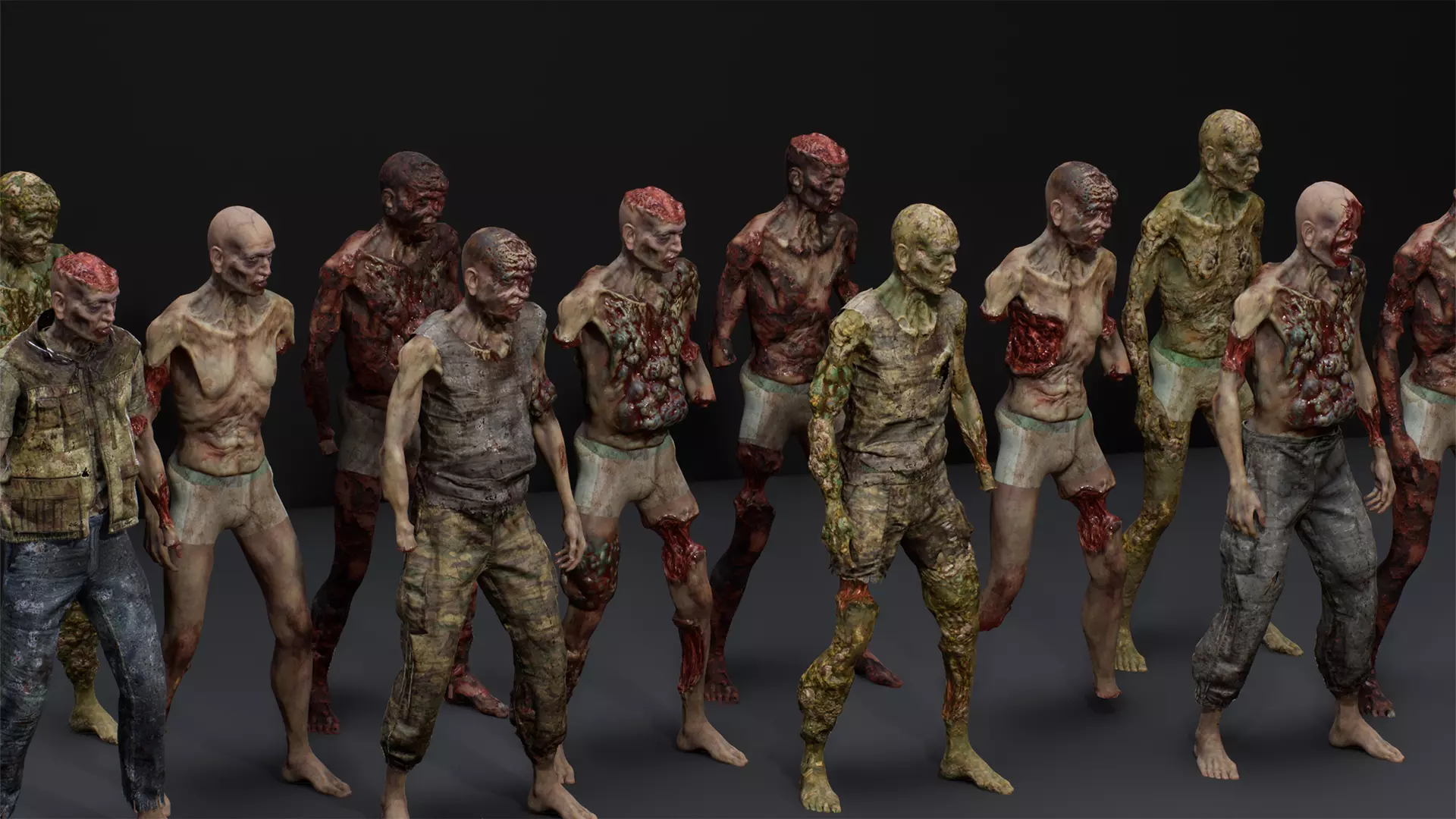 Modular Zombie Dismemberment Pack Low-poly 3D model_3