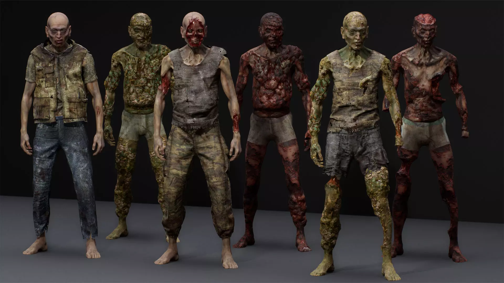 Modular Zombie Dismemberment Pack Low-poly 3D model_2