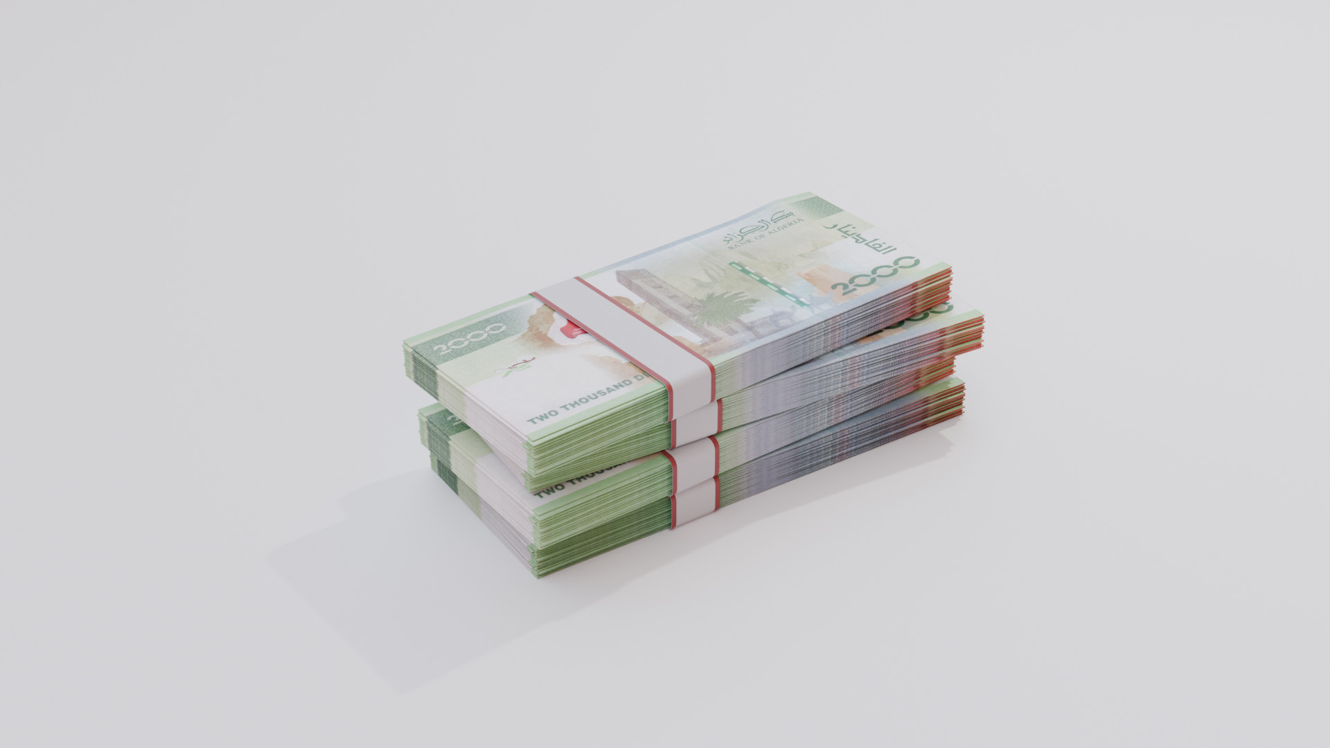 2000 Algeria Algerian Dinar Currency Low-poly 3D model_2