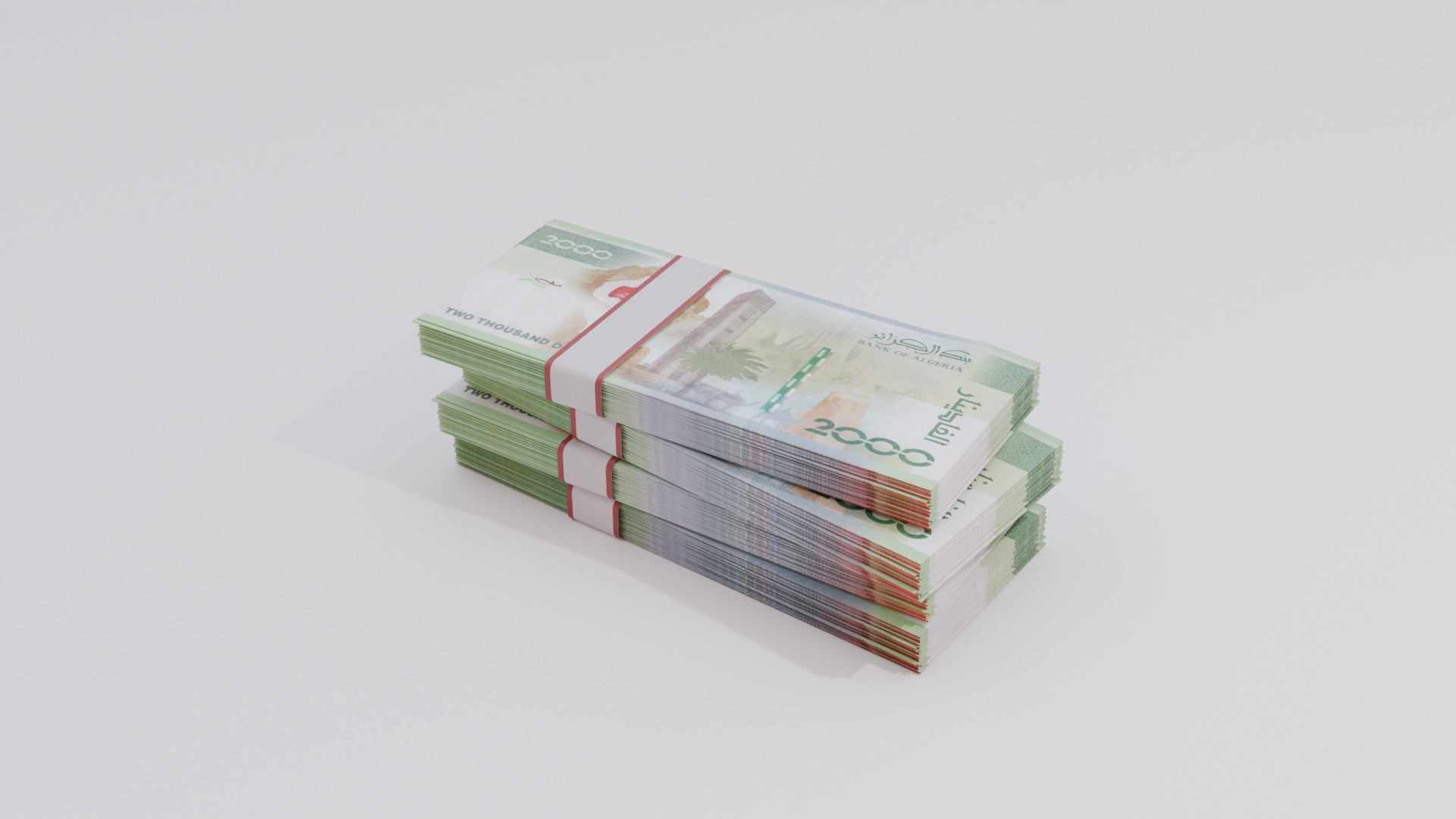 2000 Algeria Algerian Dinar Currency Low-poly 3D model_1