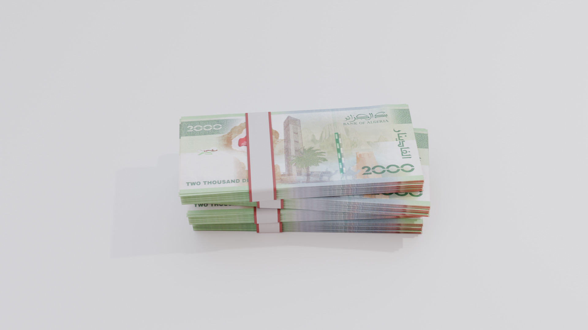2000 Algeria Algerian Dinar Currency Low-poly 3D model_3