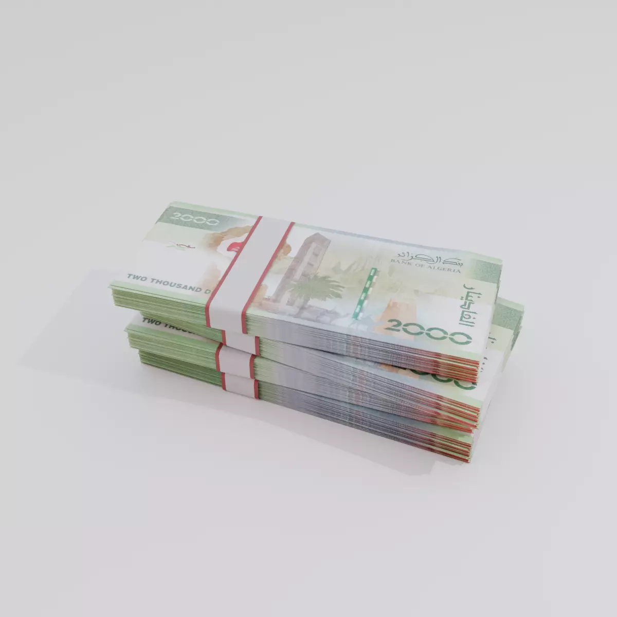 2000 Algeria Algerian Dinar Currency Low-poly 3D model_0