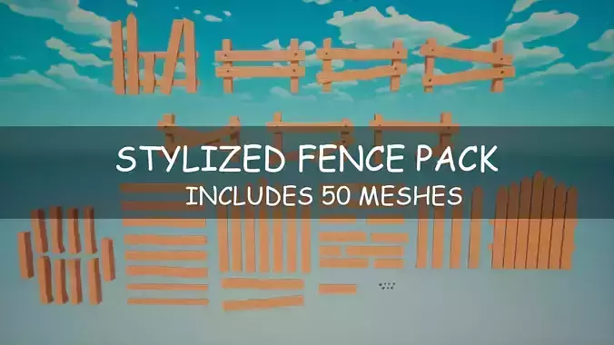 Stylized Wooden Fence Pack - 3D Game Asset