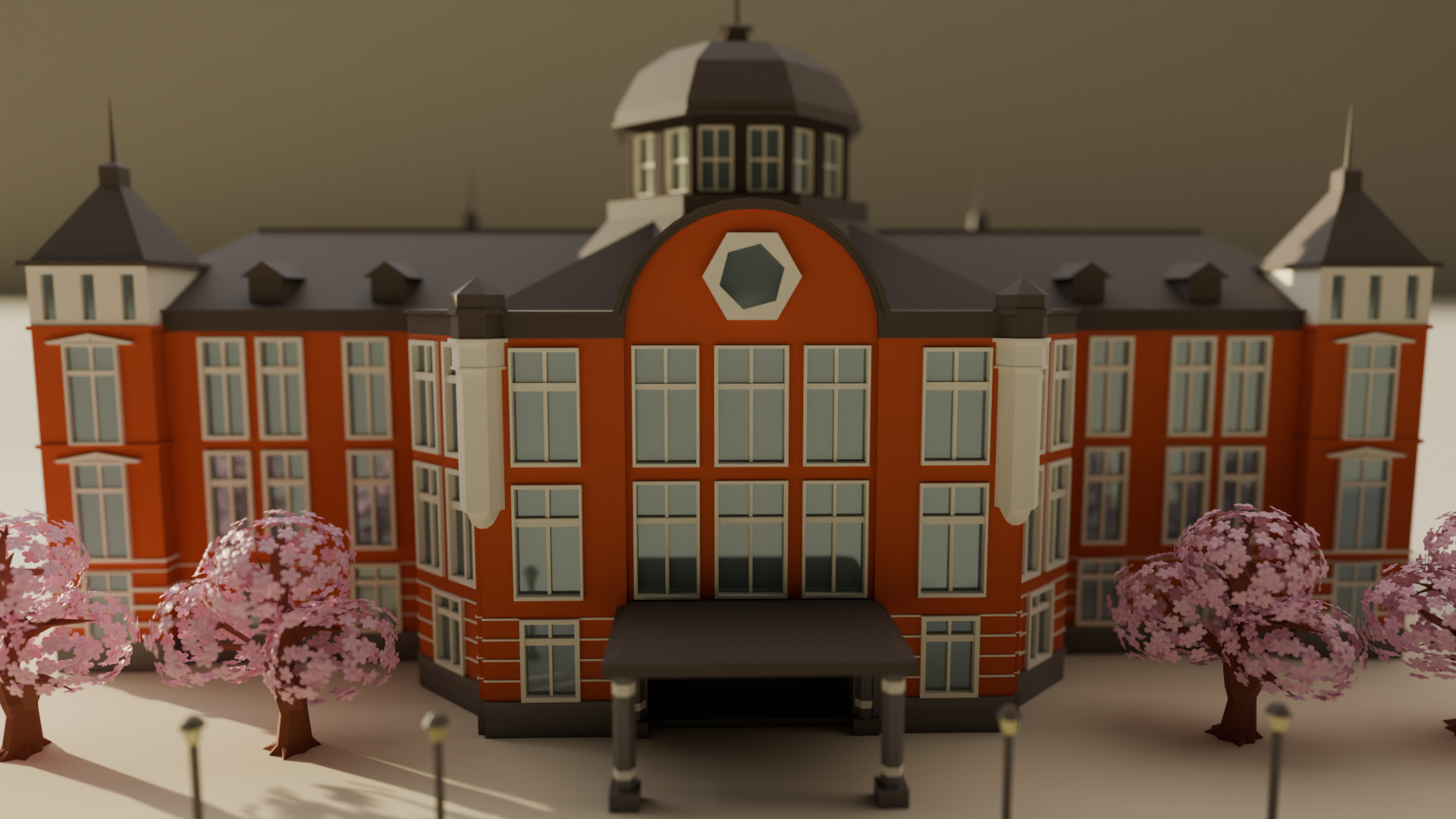 Tokyo Station - Lowpoly Low-poly 3D model_3