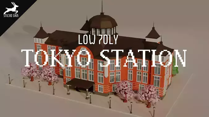 Tokyo Station - Lowpoly Low-poly 3D model
