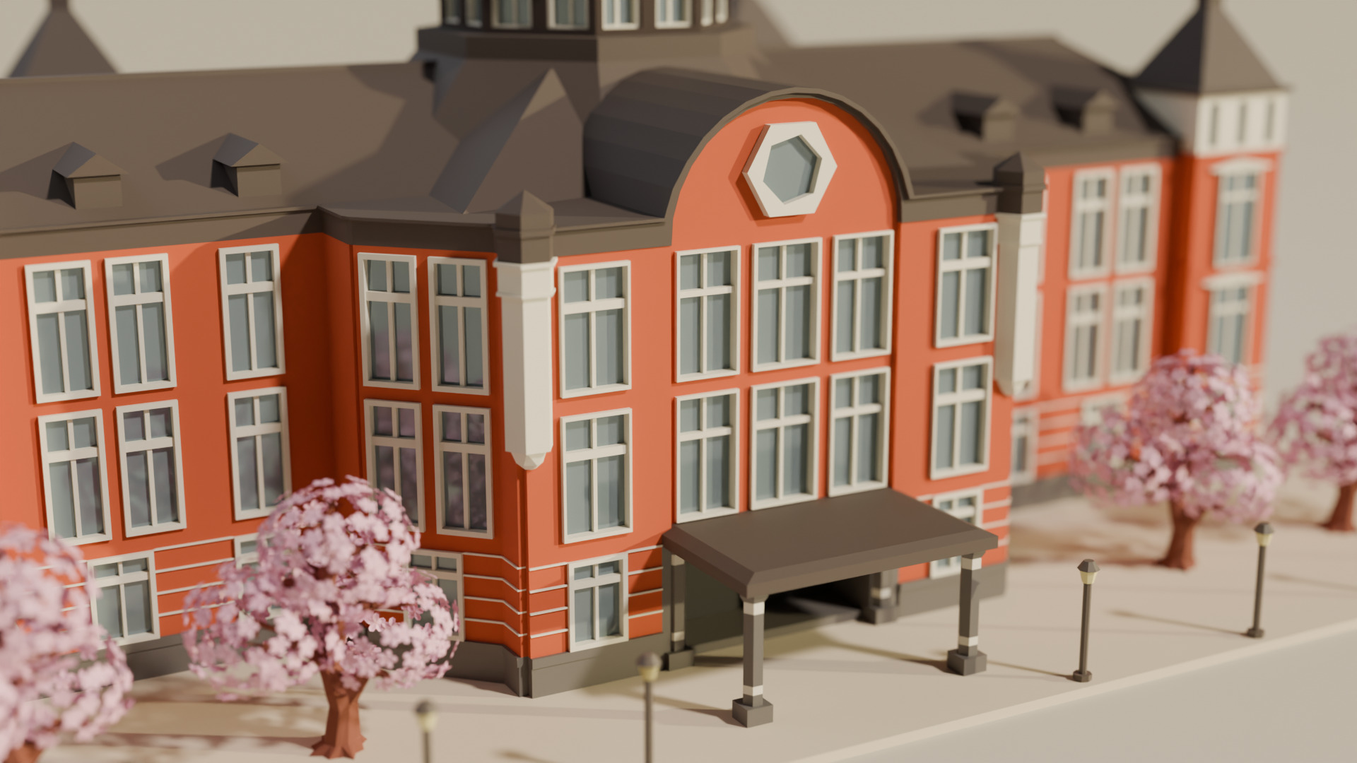 Tokyo Station - Lowpoly Low-poly 3D model_2