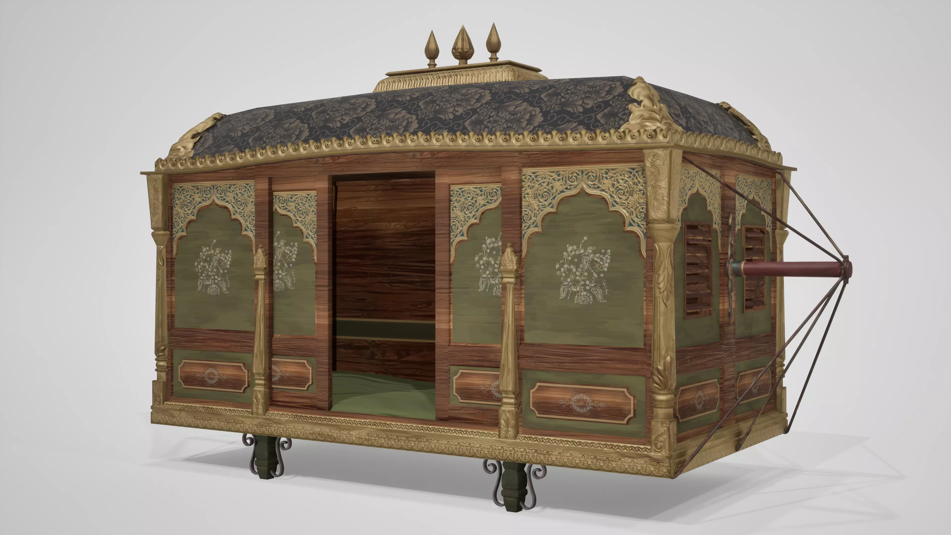 Indian palanquin - Game ready asset Low-poly 3D model_1