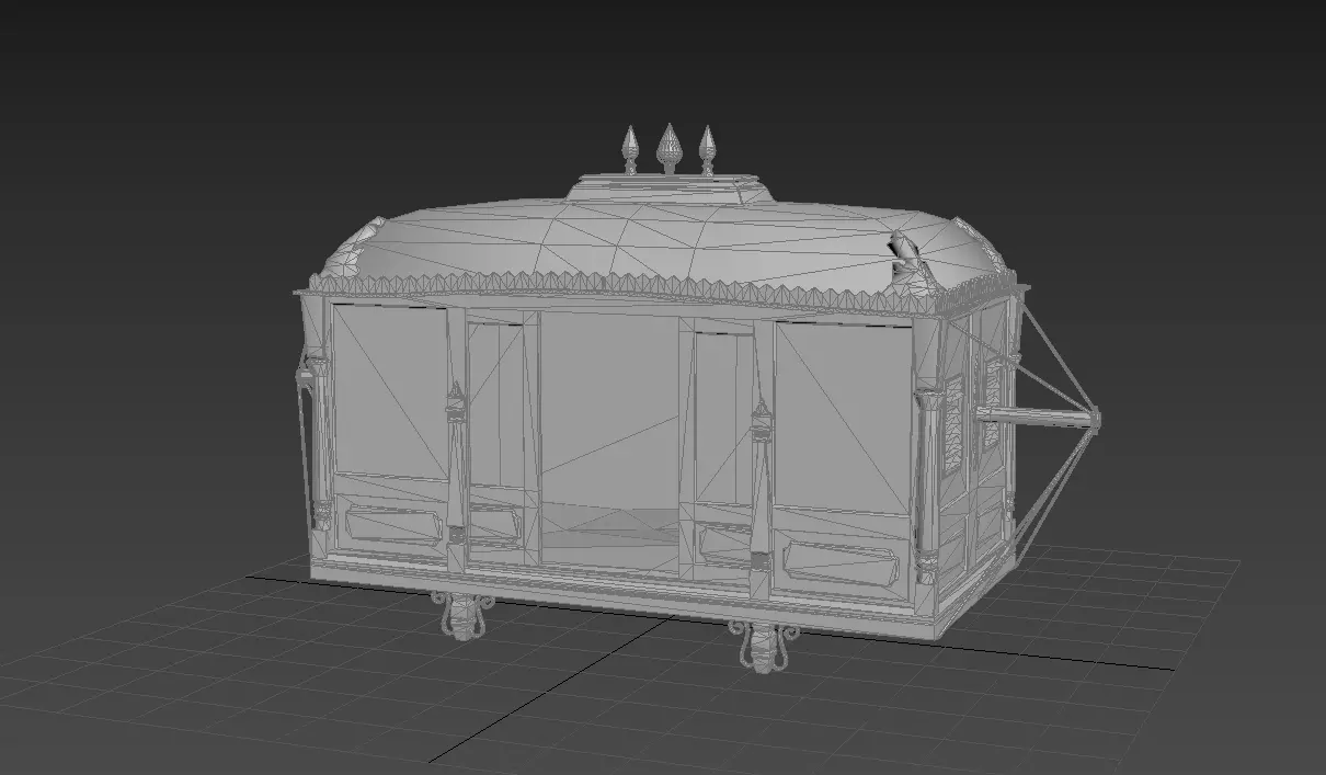 Indian palanquin - Game ready asset Low-poly 3D model_6
