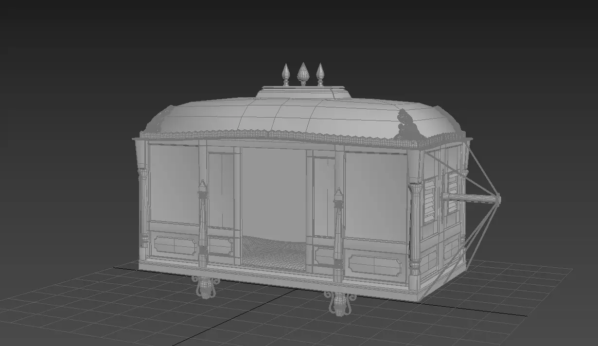 Indian palanquin - Game ready asset Low-poly 3D model_3