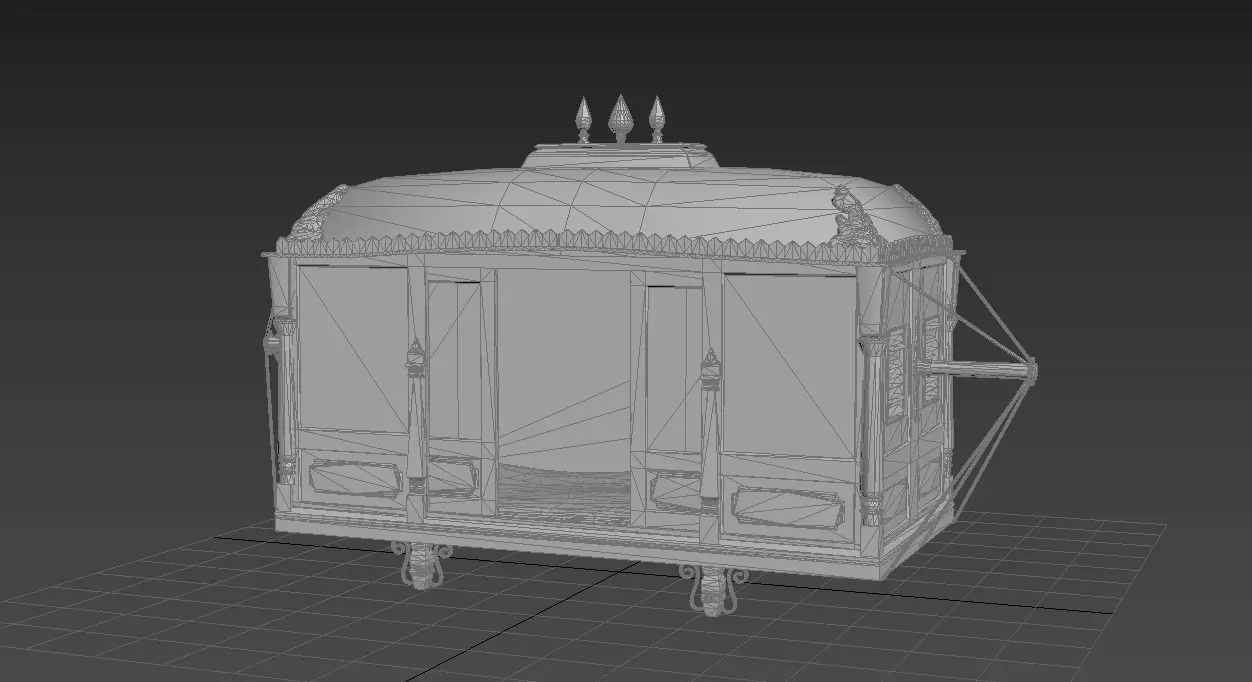 Indian palanquin - Game ready asset Low-poly 3D model_5