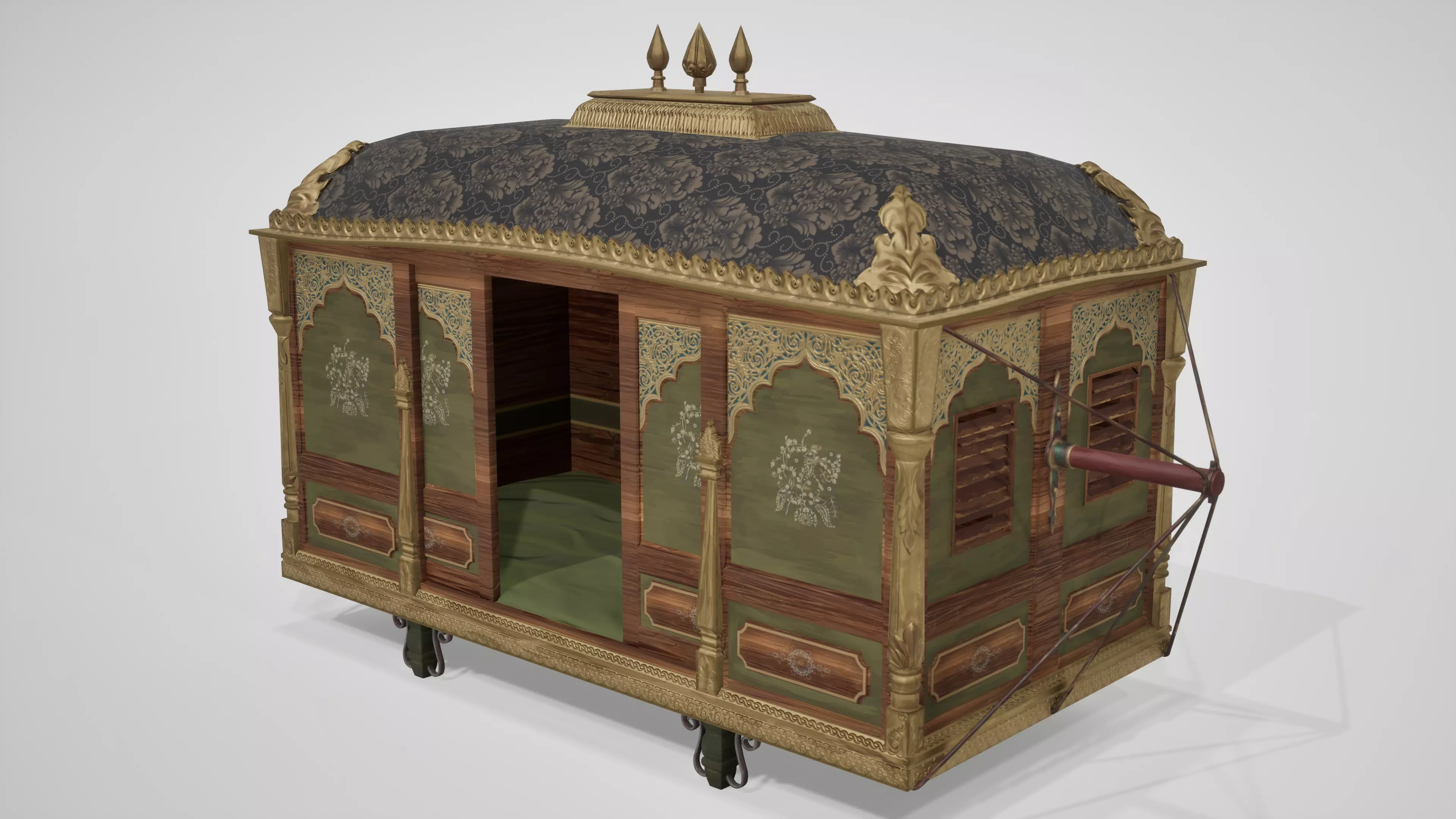 Indian palanquin - Game ready asset Low-poly 3D model_0