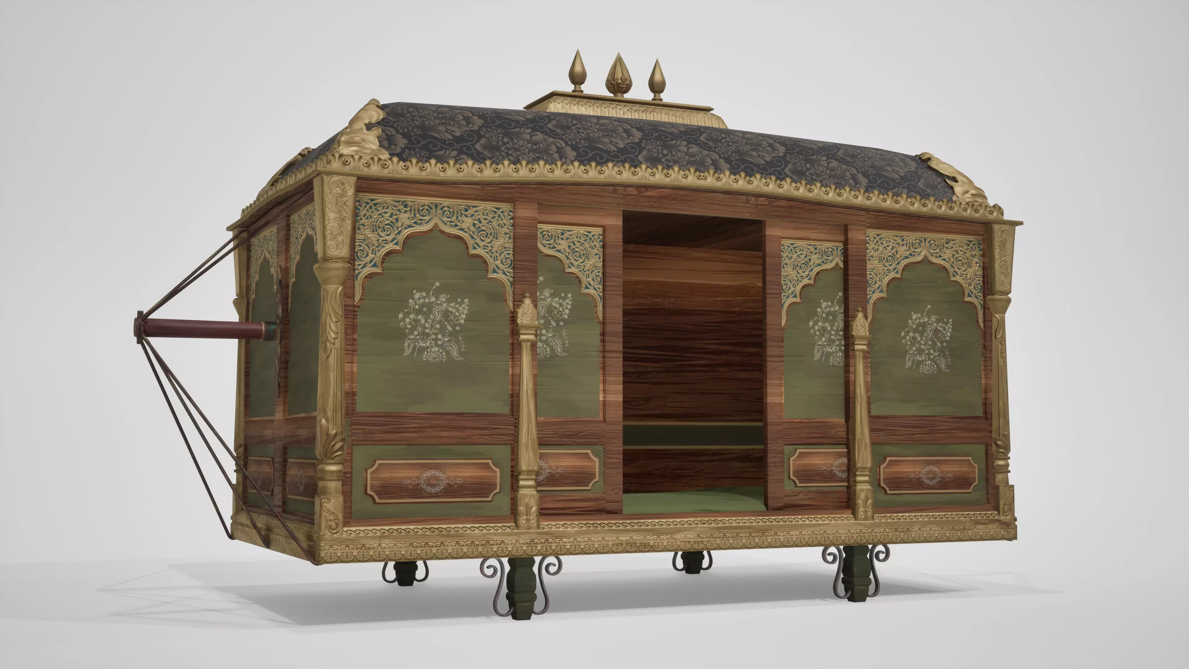 Indian palanquin - Game ready asset Low-poly 3D model_2