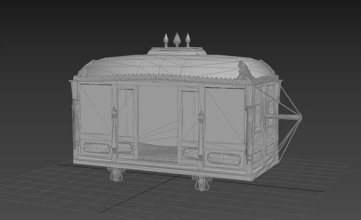 Indian palanquin - Game ready asset Low-poly 3D model_4