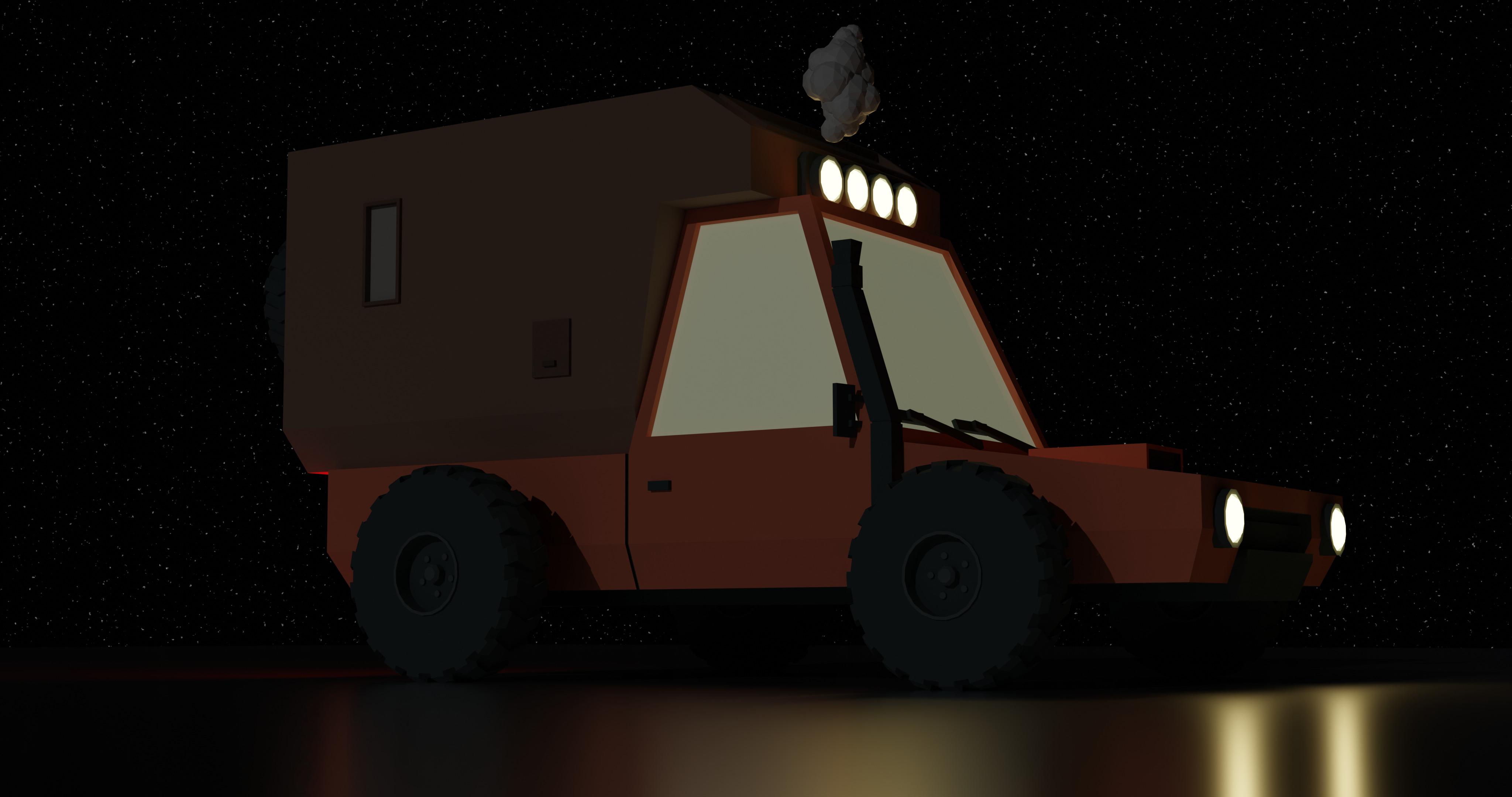 lopoly Animated Truck in blender Low-poly 3D model_2