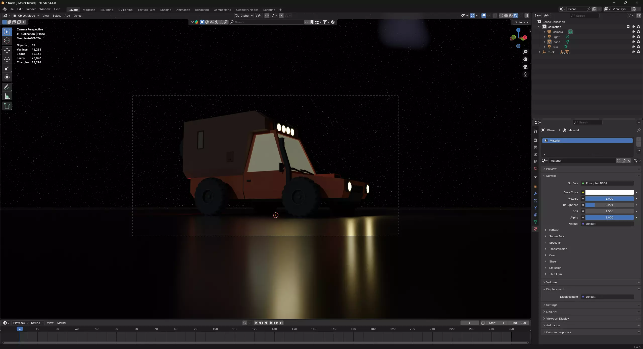 lopoly Animated Truck in blender Low-poly 3D model_0