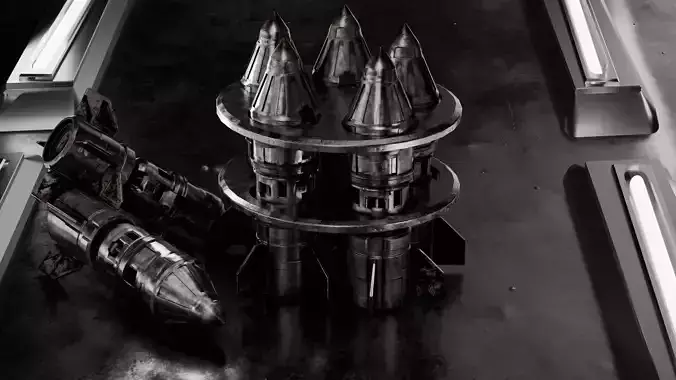 Sci-fi military rockets 3D model