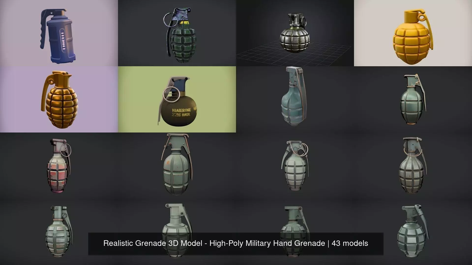 Realistic Grenade 3D Model - High-Poly Military Hand Grenade 3D Model Collection_0