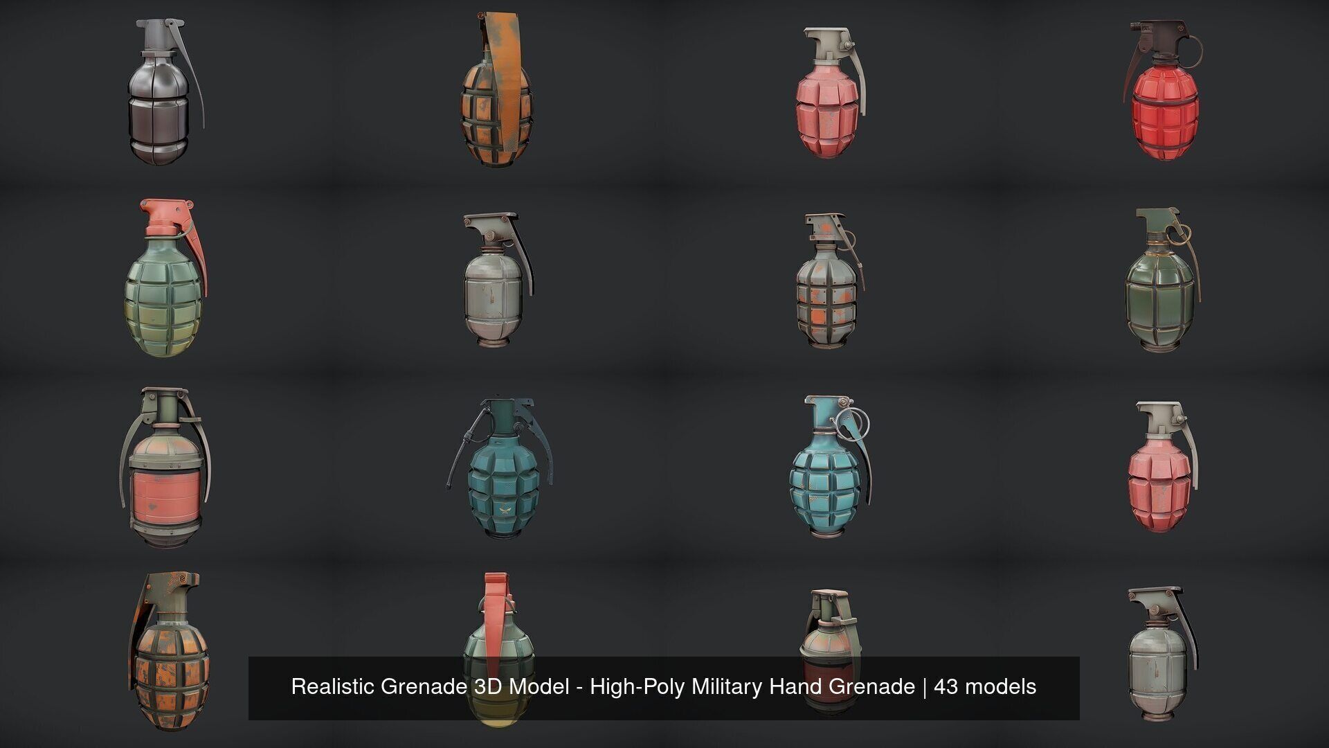 Realistic Grenade 3D Model - High-Poly Military Hand Grenade 3D Model Collection_4