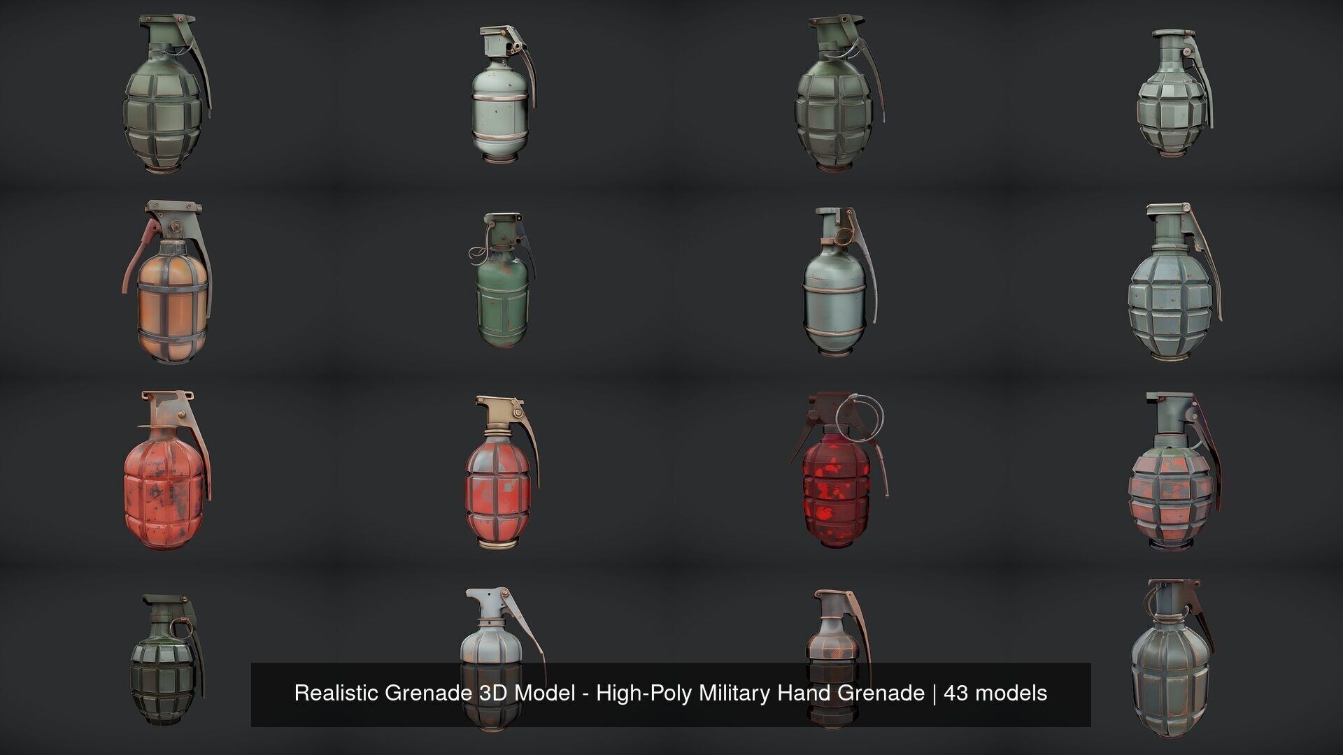 Realistic Grenade 3D Model - High-Poly Military Hand Grenade 3D Model Collection_2
