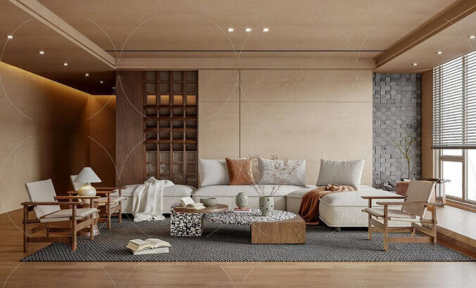 WABI SABI STYLE 3D MODELS  LIVING ROOM   3D model