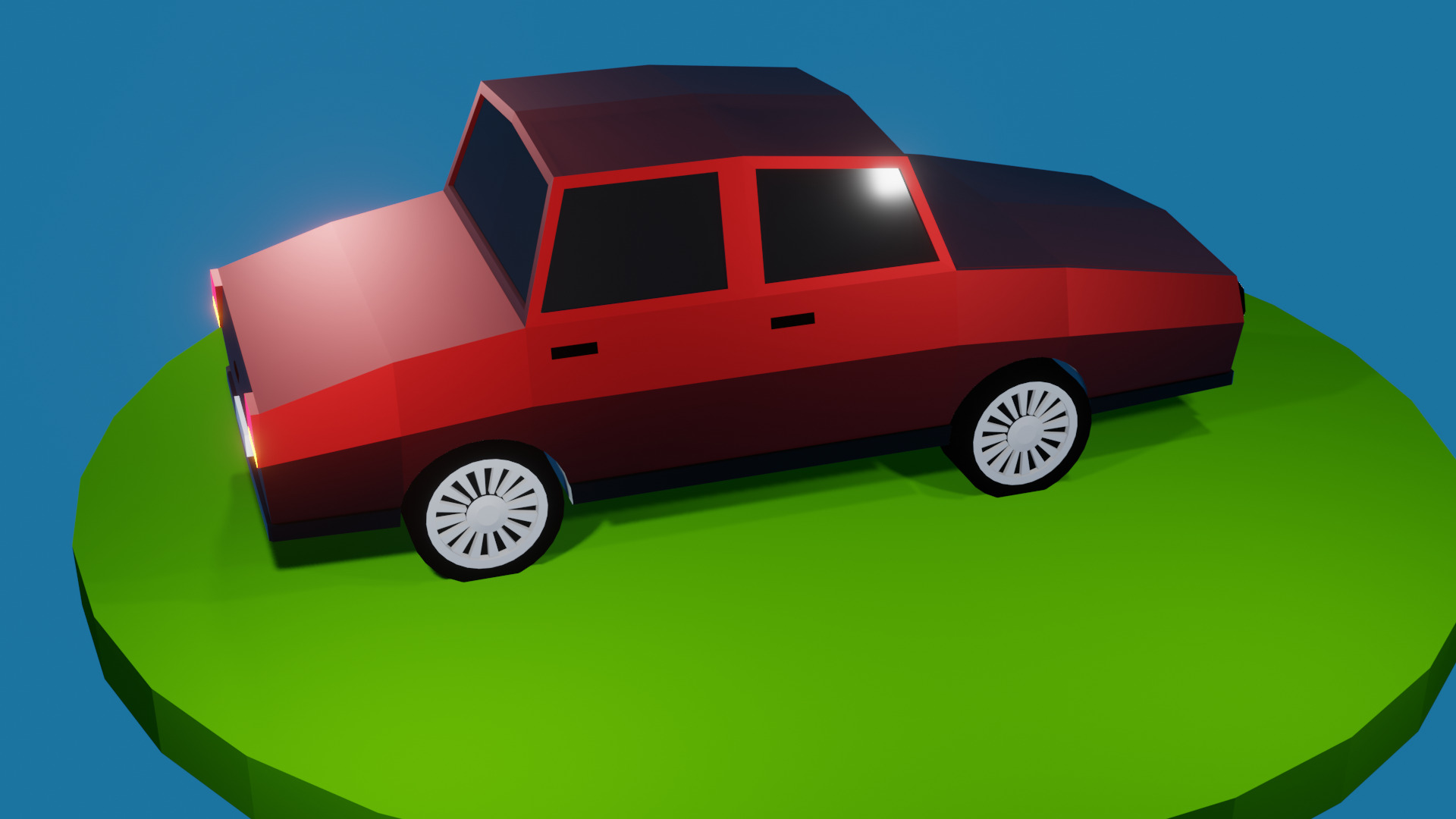Cartoon Low Poly Car 01 - Hatchback Low-poly 3D model Free low-poly 3D model