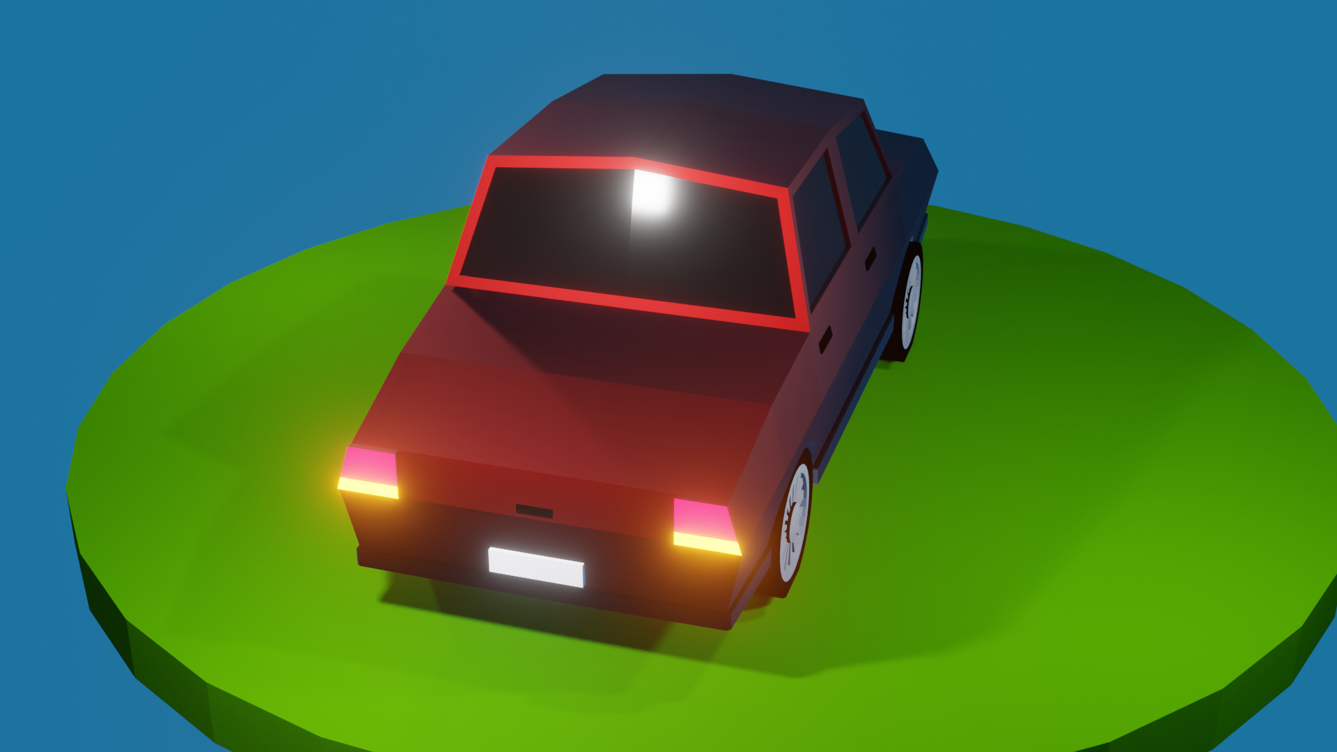 Cartoon Low Poly Car 01 - Hatchback Low-poly 3D model Free low-poly 3D model