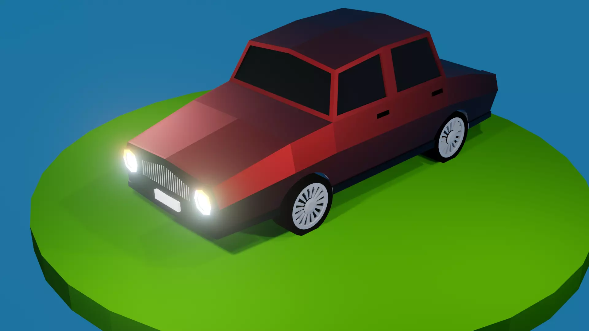 Cartoon Low Poly Car 01 - Hatchback Low-poly 3D model Free low-poly 3D model